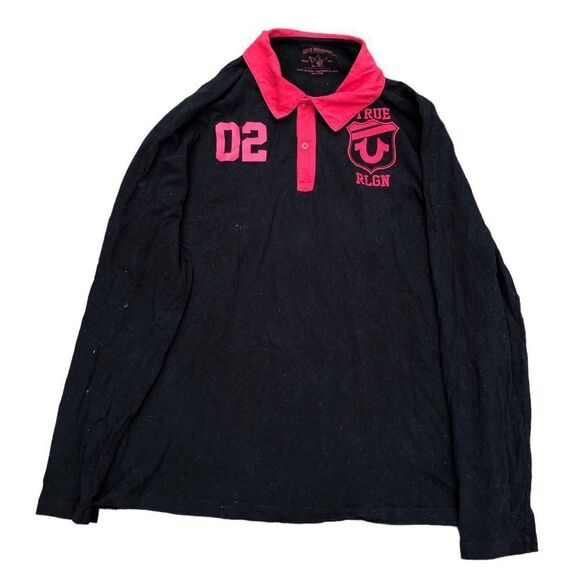 VINTAGE True Religion Long Sleeve Polo Shirt XXXL - Picture 1 of 10
